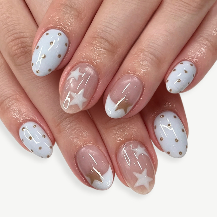 Nail Art Press On - 24 шт. накладных ногтей с пентаграммами