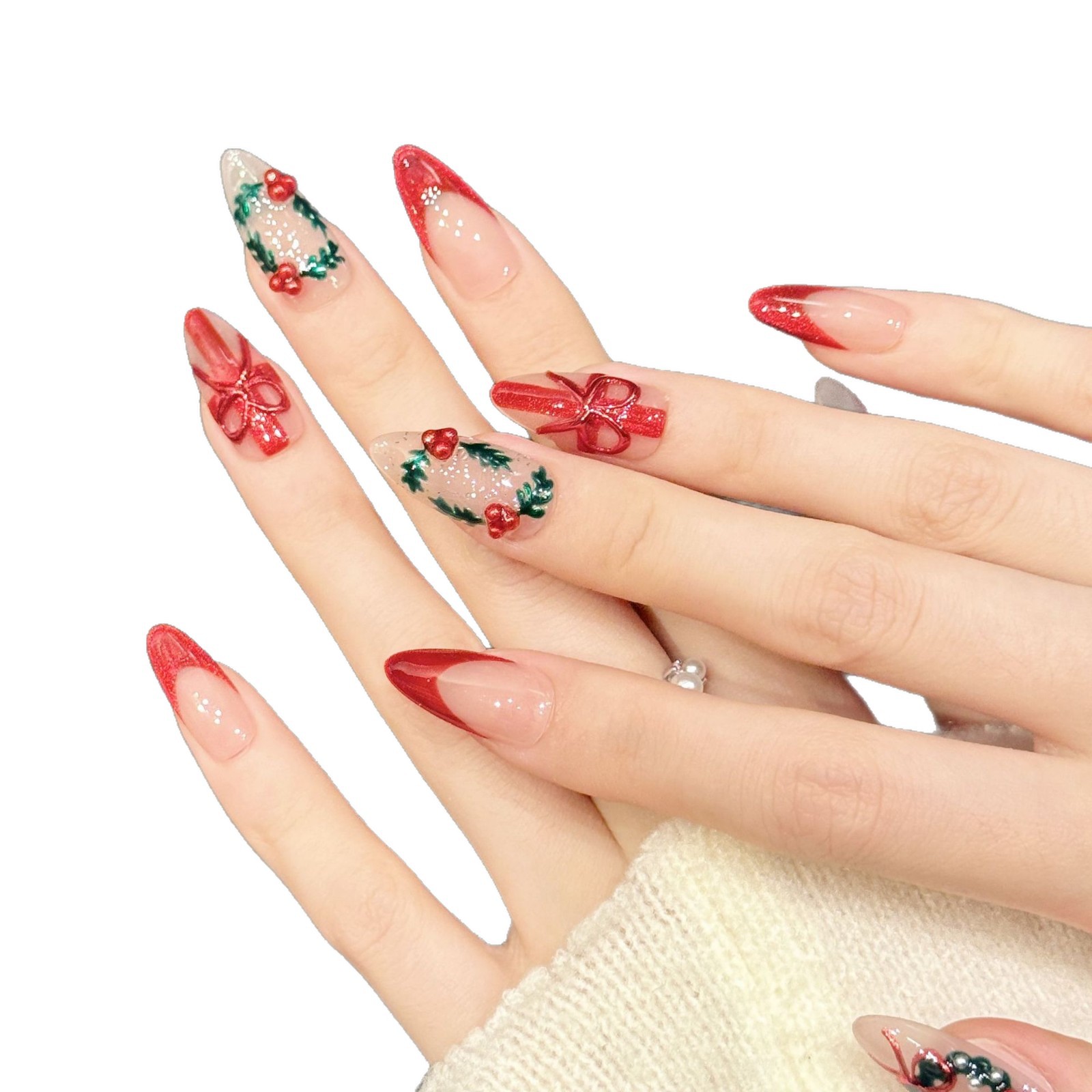10 шт., рождественский красный – обзор и цена Nail Art Press On