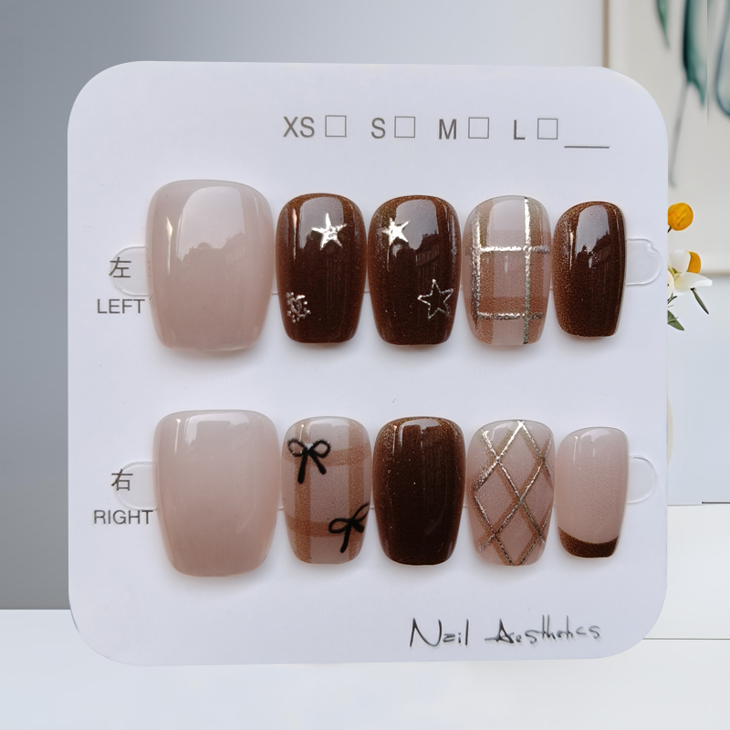 10 шт., осенне-зимние коричнев – обзор и цена Nail Art Press On